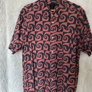 RVCA Men's Swirl Pattern Shirt in Orange and Black